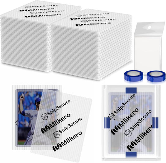 Trading Card Shipping Protectors - 120 Pack Plastic Sleeves with Tape Rolls | 3.5'' x 4.5'' Size for Safe Mailing