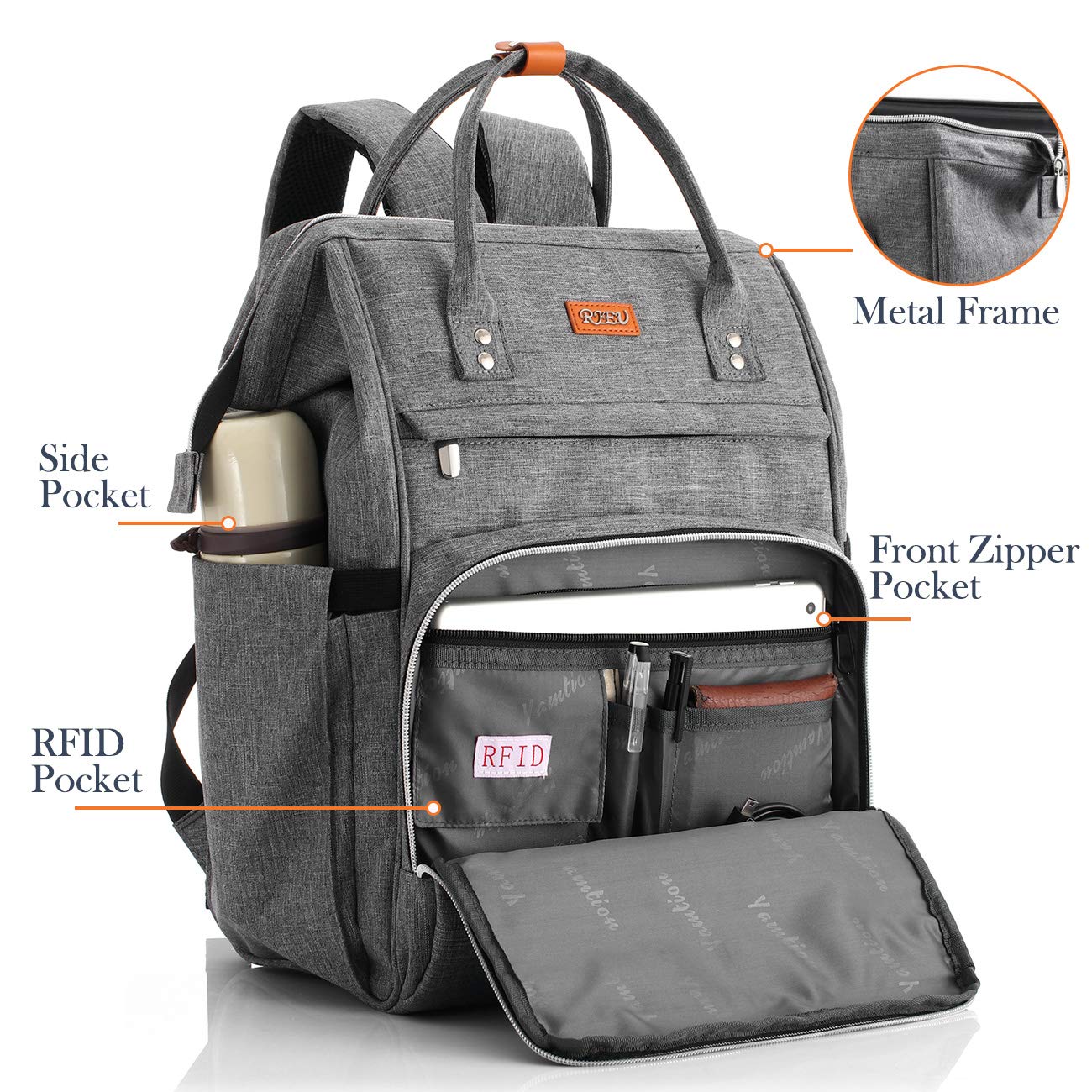 RJEU Laptop Backpack Women, Anti-theft School Backpack for Teenager Girls,Waterproof High School Bookbag Computer Bag with USB Charging Port for Travel Business College