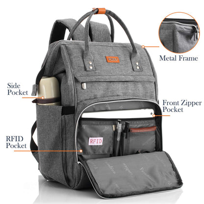 RJEU Laptop Backpack Women, Anti-theft School Backpack for Teenager Girls,Waterproof High School Bookbag Computer Bag with USB Charging Port for Travel Business College