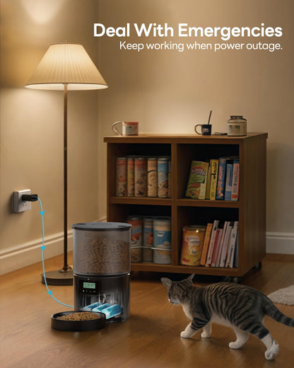 Automatic Cat Feeder Food Dispenser: 4L Timed Small Dog Dry Food Dispenser with 10s Voice - Distributeur Nourriture Chat Hund Programmable - Auto Pet Feeder with 1-6 Meals Per Day