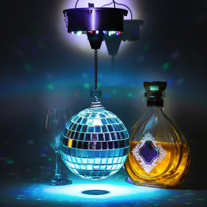 Tuanse 6RPM Rotating Disco Ball Mount Electric Motor with Lights 4 Colors for 6 8 12 Inch Disco Ball (Not Included) 2 Mode for Christmas Party Djs Bands Pubs Weddings Night Clubs(Plug Style)