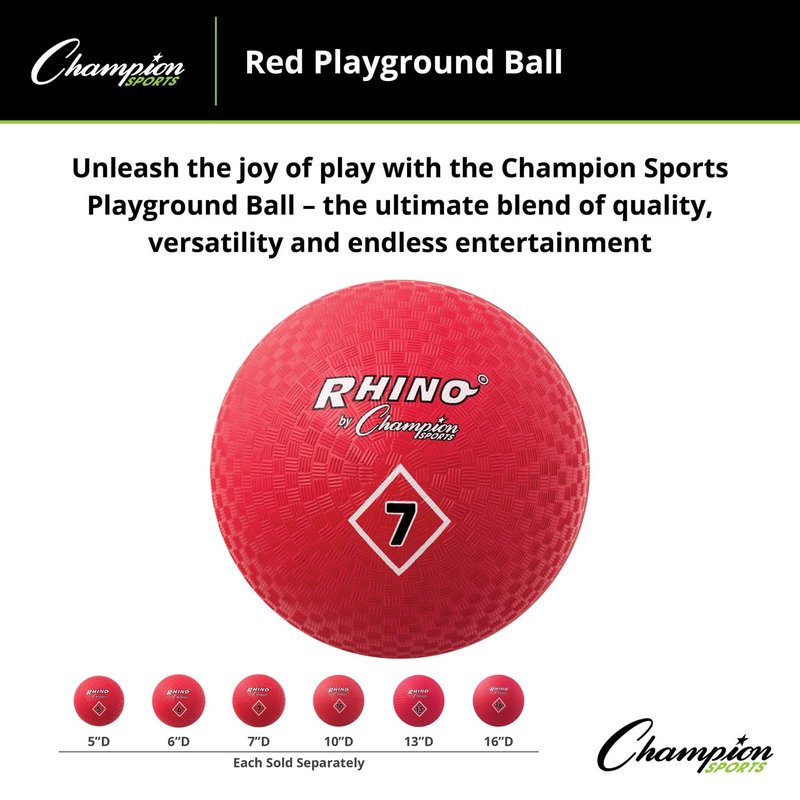 Champion Sports Playground Ball, 7", Red