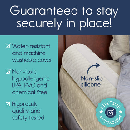 hiccapop [1-Pack] Toddler Bed Rail Bumper, Bed Bumper for Toddlers, Kids Foam Safety Bed Guard Rail for Toddlers, Bed Side Rail for Twin, Queen, King