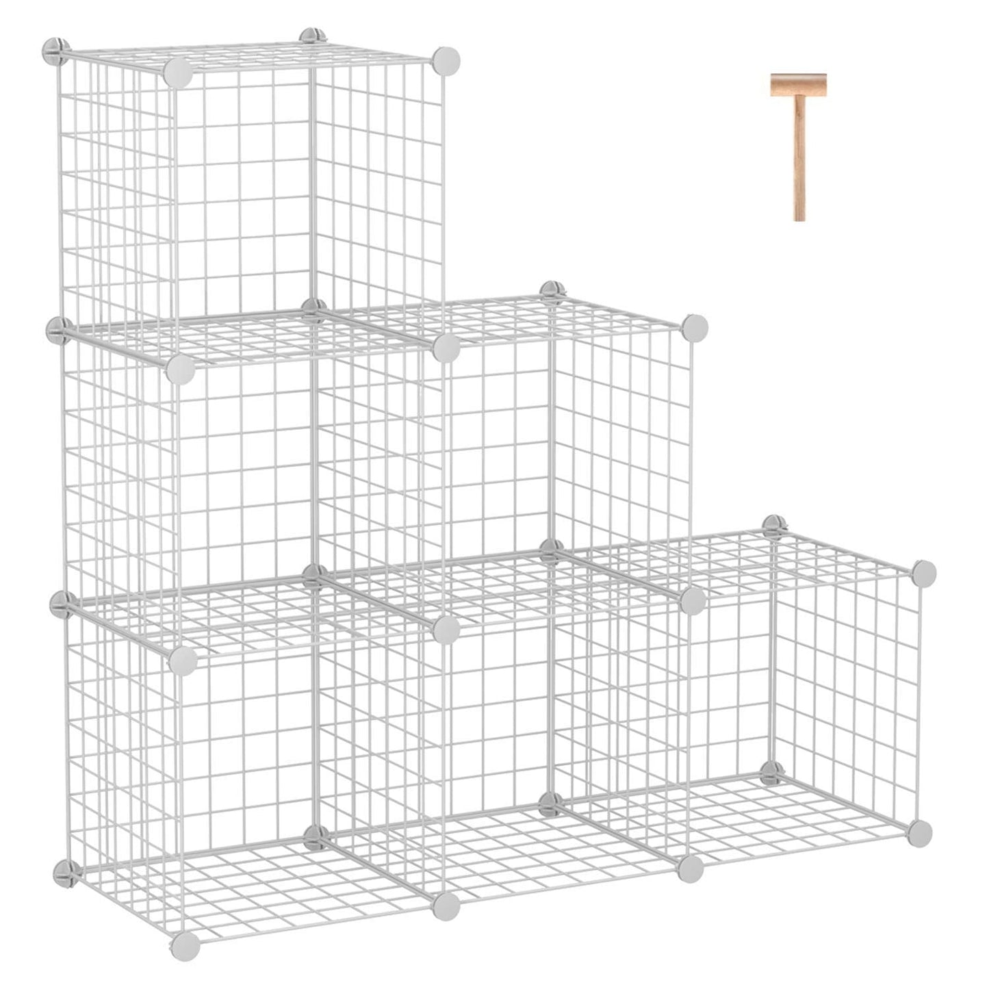 C&AHOME Wire Cube Storage, 6 - Cube Organizer Metal C Grids, Modular Shelves Units, Storage Bins Shelving, Closet Organizer, Ideal for Home, Office, Living Room, 36.6”L x 12.4”W x 36.6”H White