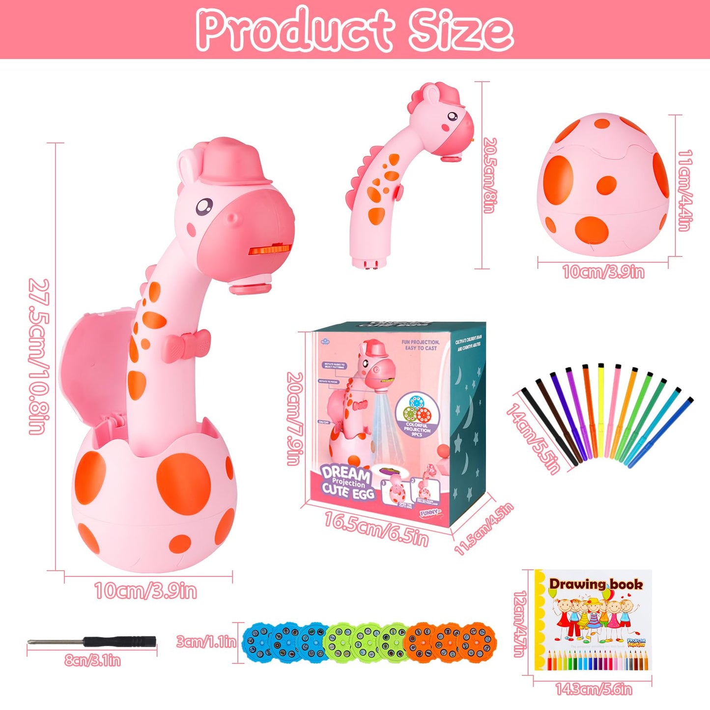 Kids Drawing Projector with 72 Patterns - KETIEE Drawing Projector Table for Kids Trace and Draw Projector Toy Art Projector Drawing Toddler Toy Painting Machine for Boys Girls 3-6 Years Old, Pink