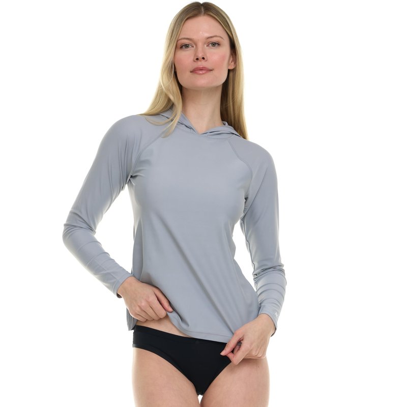 Hurley Rash Guard for Women with Hood, Long Sleeve Hoodie Swim Shirts for Women, Quick Dry UPF 50+ SPF Sun & UV Protection Grey