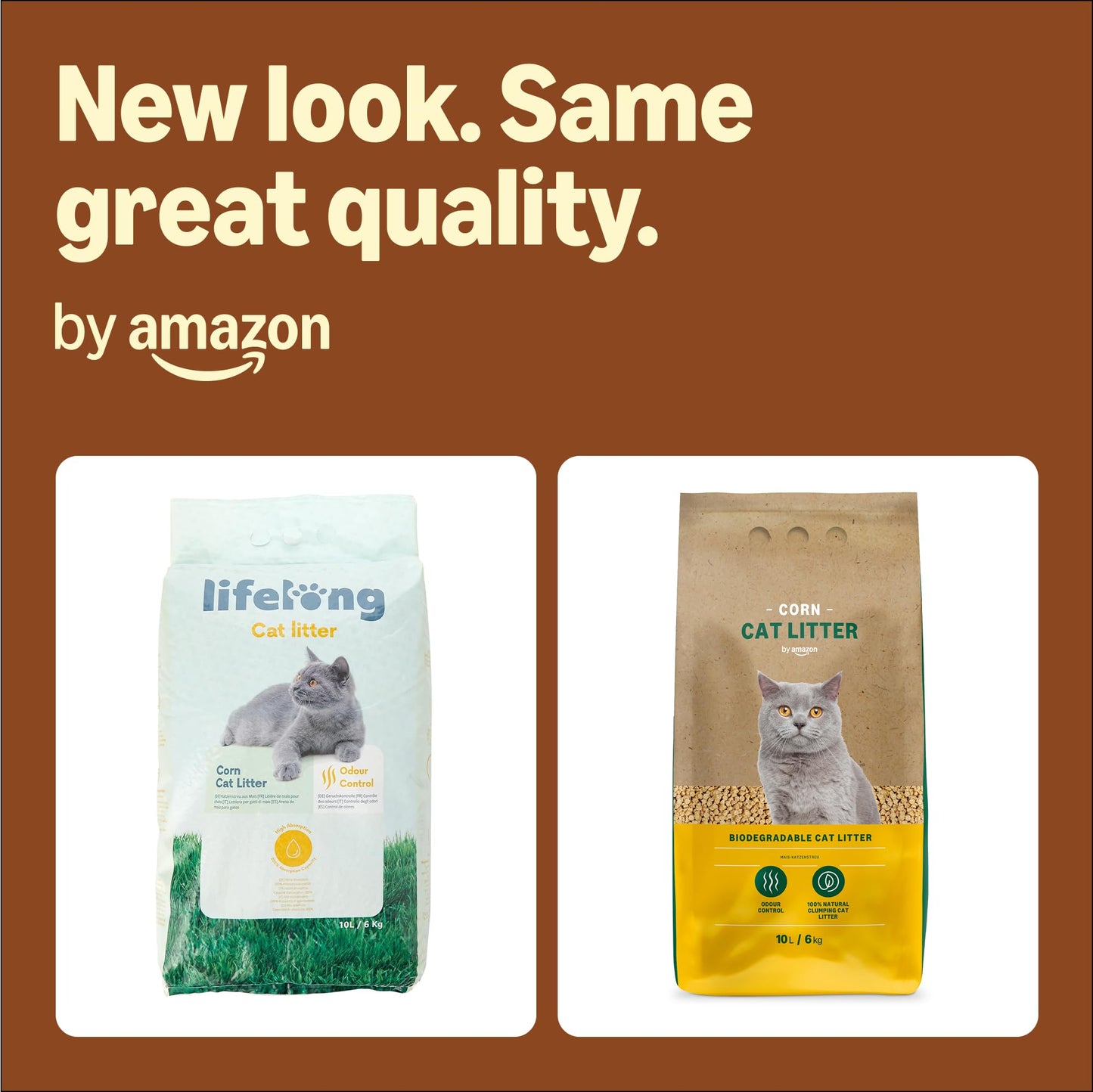 by Amazon Clumping Corn Cat Litter, Unscented, 10 L (Pack of 1) (Previously a Lifelong brand, same product)