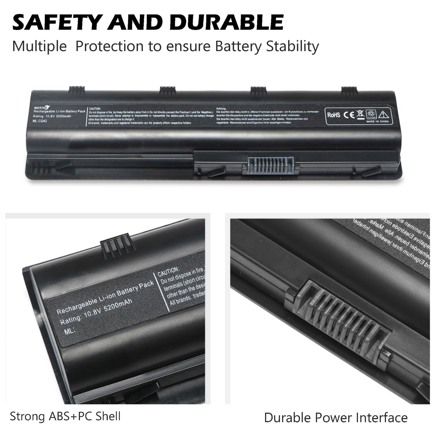 593553-001 593554-001 MU06 MU09 Extended Laptop battery for HP Pavilion G6 G7 G62 G72 G4 / 2000 Notebook PC / DV6 DV7 DM4 / Compaq Presario CQ32 CQ42 CQ43 CQ56 CQ57 CQ62 CQ72[10.8V 5200mAh 6Cell]