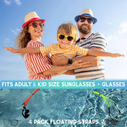 Floating Sunglasses Straps for Water – 4 Pack Buoyant Glasses Retainer for Men Women – Adjustable Floatable Eyewear Lanyard for Boating Kayaking Fishing Paddleboarding Beach Lake Pool