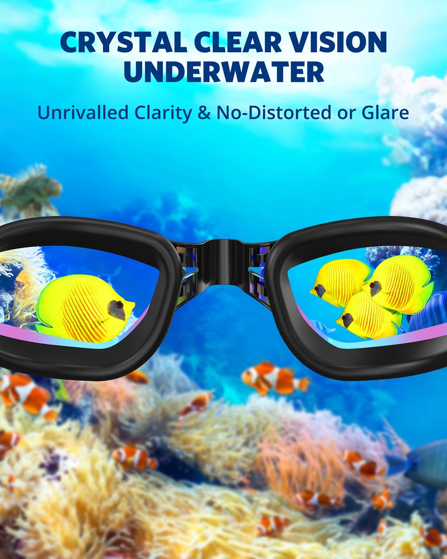 Aegend Swim Goggles 2-Pack, No Leaking Anti-Fog UV Protection Mirrored Swim Glasses for Adult Men Women, Wide View Outdoor