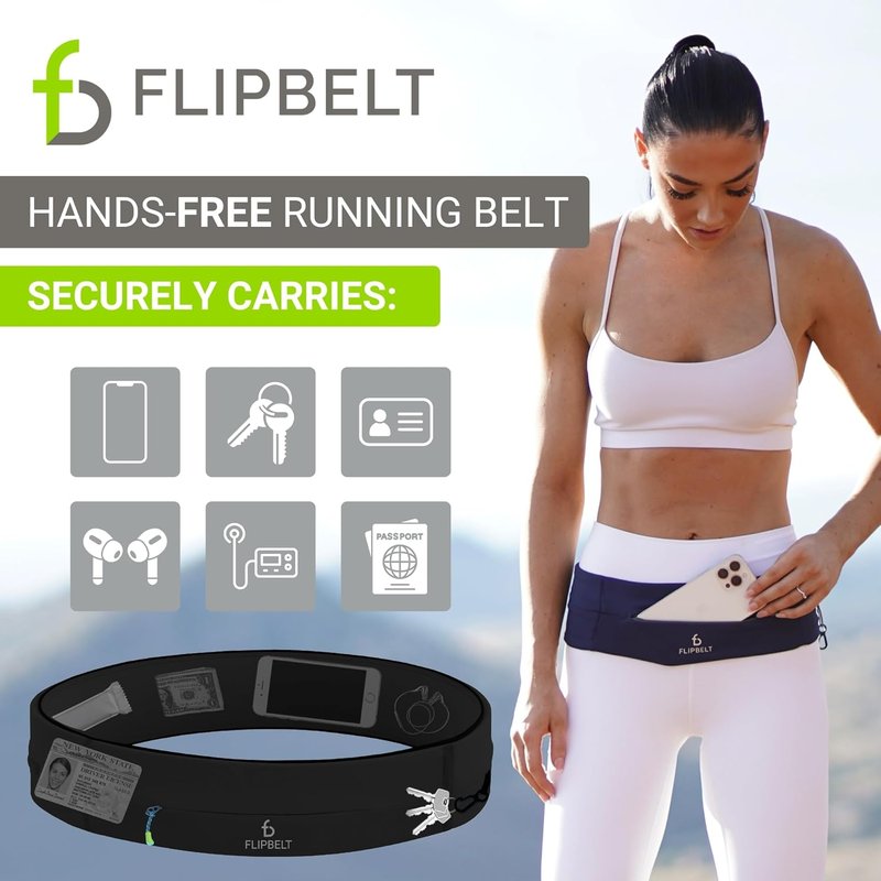 FlipBelt Zipper Running Belt - Comfortable Waist Pack for Fitness & Running | Adjustable Size