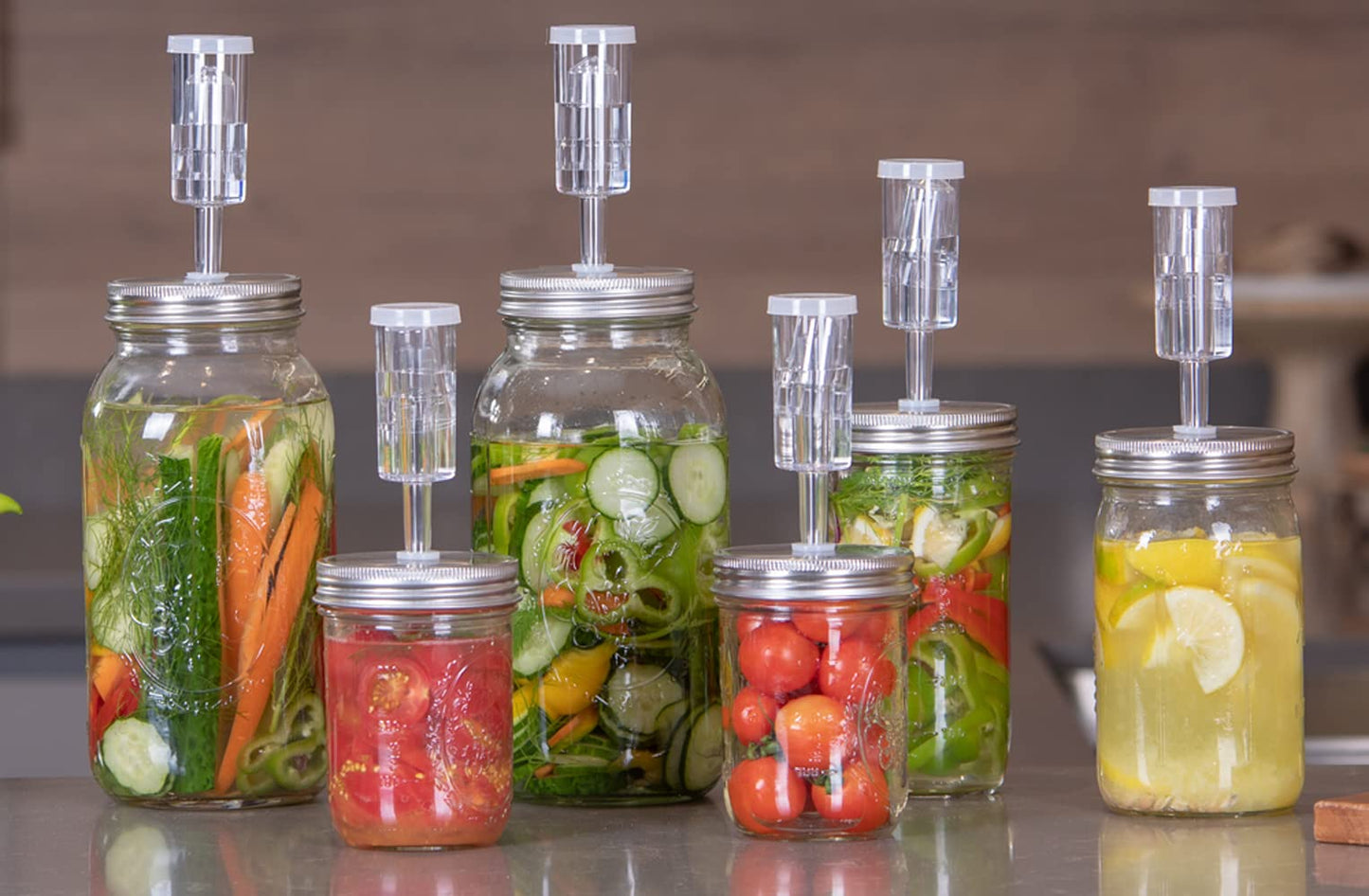 Jillmo Fermentation Kit, Stainless Steel Fermenting Lids for Wide Mouth Mason Jars (NO Jars)