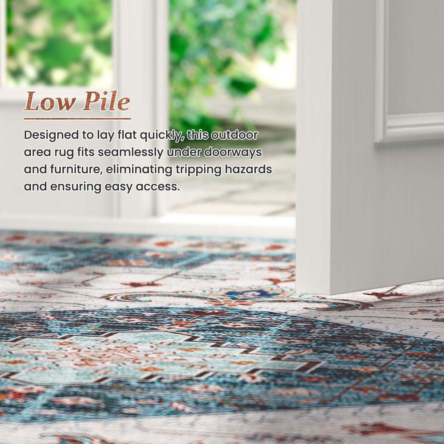 LuxStep Indoor-Outdoor Area Rug 5x7 Ft Washable Outside Rug Outdoor Carpet Large Floor Mat for Bedroom, Living Room, Backyard, Deck, Patio, RV
