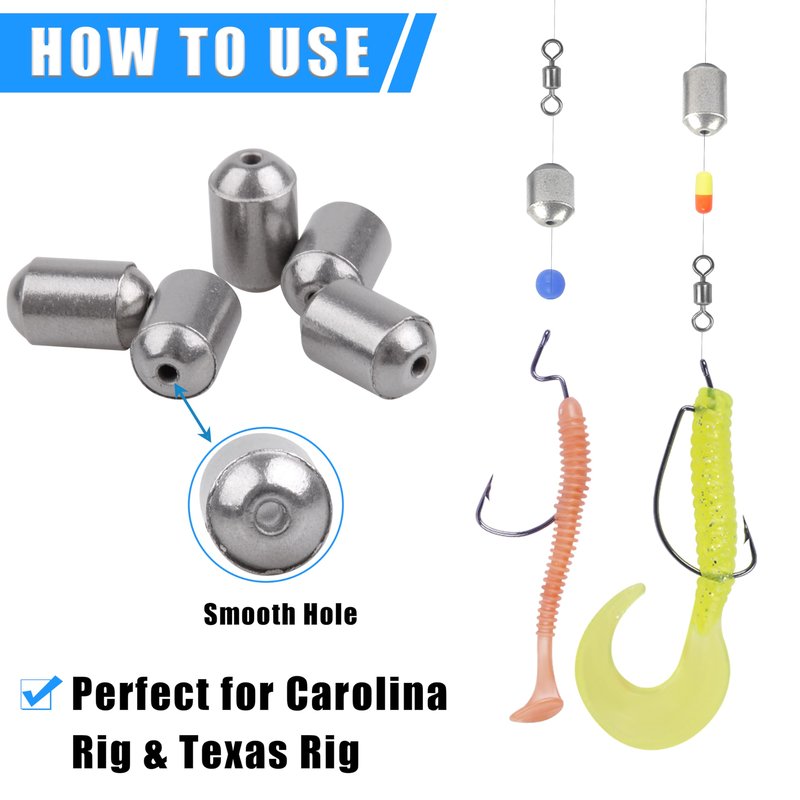 Fishing Weights Egg Sinkers Kit,42pcs Lead Free Fishing Weights Slip Sinkers for Fishing Lines Steel Barrel Weights for Freshwater Saltwater Bass Trout Walleye Fishing