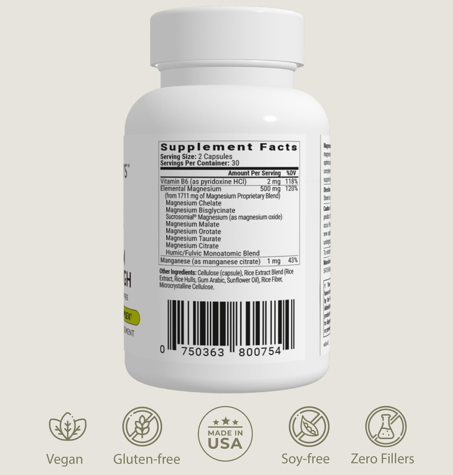 BIOptimizers Magnesium Breakthrough Supplement 4.0-7 Forms of Mg: Glycinate, Malate, Citrate, and More - Natural Support for Sleep and Cognitive Function - 60 Capsules- Calming Vitamins Complex