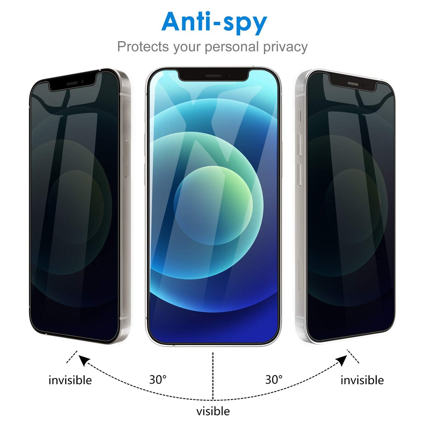 JETech Privacy Screen Protector for iPhone 11 and iPhone XR 6.1-Inch, Anti Spy Tempered Glass Film, 2-Pack