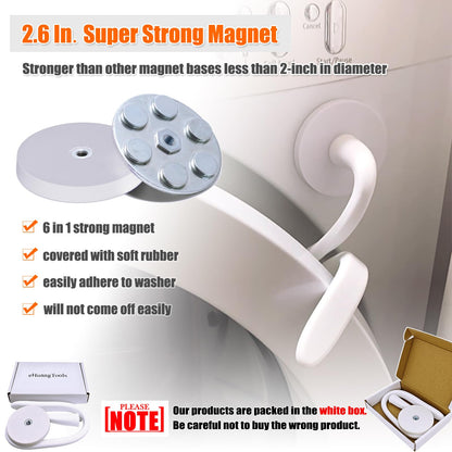 Front Load Washer Door Prop and Stopper - Magnetic Washing Machine Door Holder with 2.6-Inch Magnet Base, Removable Washer Door Stopper Keep Washer Door Open to Prevent Odors (White)