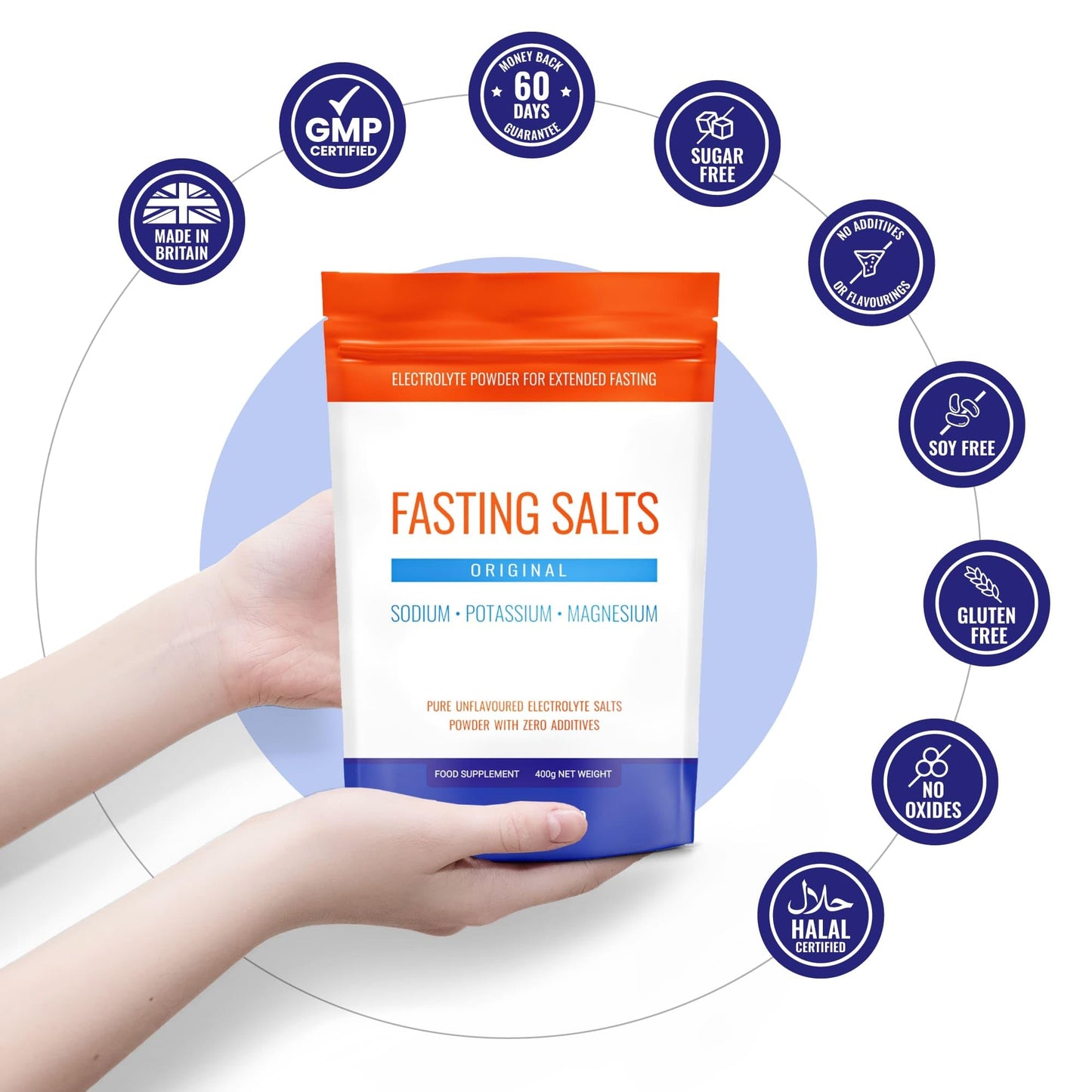 Nutri-Align Fasting Salts Electrolytes Powder | 400g Sodium Potassium Magnesium Electrolytes | Pure Unflavoured Fasting Electrolytes | Sugar Free & Filler Free | Made in The UK