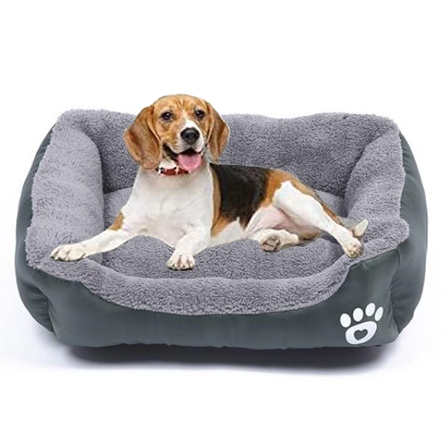 SuperGift.com Soft & Fluffy Pet Bed - Anti-Anxiety Washable Bed for Dogs and Cats - Non-Slip Base - Dog & Cat Bed - Warm and Cosy - Grey (Medium)