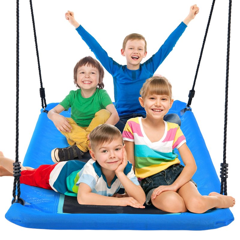 Trekassy 700lbs Large 60" Platform Tree Swing for Kids and Adults, Heavy Duty Waterproof & Anti-Fade Textilene Outdoor Swing Seat for Backyard with Adjustable Ropes + 2 Hanging Straps (Patented)