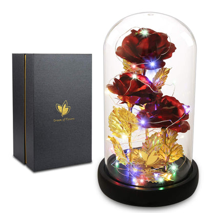 Womens Gift for Christmas Birthday Gift,Christmas Rose Gifts for Women,Galaxy Flower Rose with 2 Light Modes,Colorful Crystal Flower Enchanted Rose in Glass Dome,Xmas Gifts for Mom Wife Girlfriend