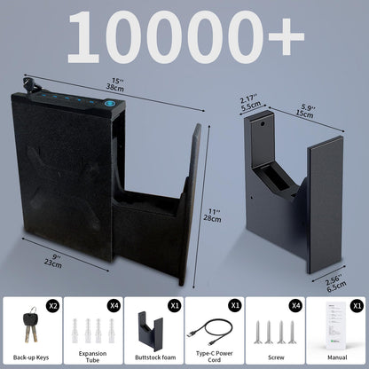 Biometric Gun Safe for Nightstand, Desk, Bedside Mounted, Auto Open Pistol Safe, Drawer Handgun Safe with Internal LED light, Silent mode, Quick Access Gun Lock Box with Fingerprint, PIN Code, Key