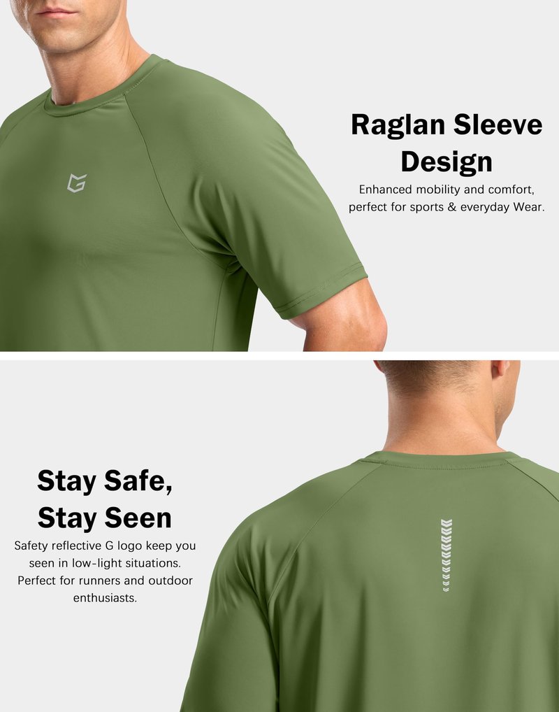 G Gradual Men's Athletic Workout T-Shirts Moisture Wicking Cooling Running Shirts Short Sleeve Performance Tee for Gym Tennis(Military Green,M)