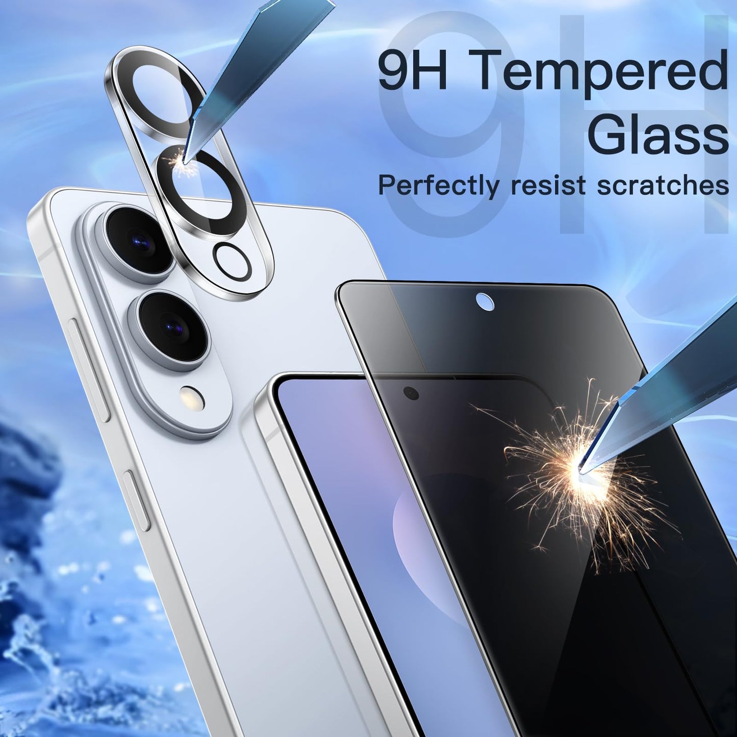 JETech Privacy Screen Protector for Samsung Galaxy S23 5G 6.1-Inch with Camera Lens Protector, Anti-Spy Tempered Glass Film, Fingerprint ID Compatible, 2-Pack Each