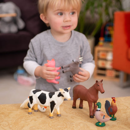Learning Minds Set of 8 Jumbo Farm Animal Figures - Farm Animals For 1, 2, 3 Year Olds - Toy Animals For Kids Age 18 Months Plus - Toys For 1 Year Old Boys