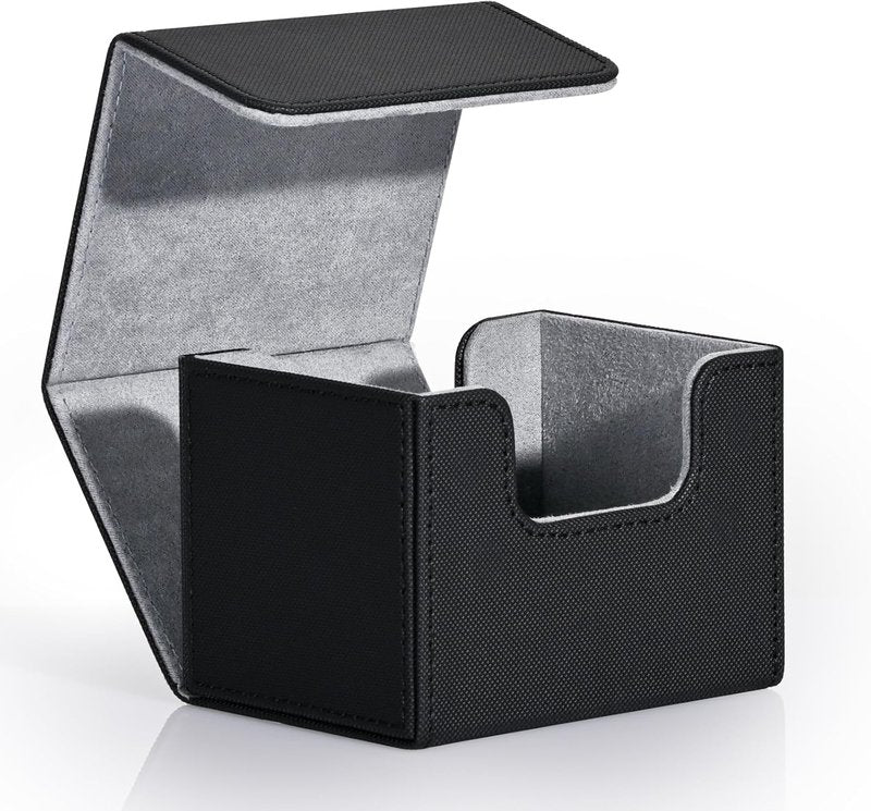 ZLCA Trading Card Deck Box - Leather Magnetic Storage for 120+ MTG Cards | Fits Magic the Gathering (Black)