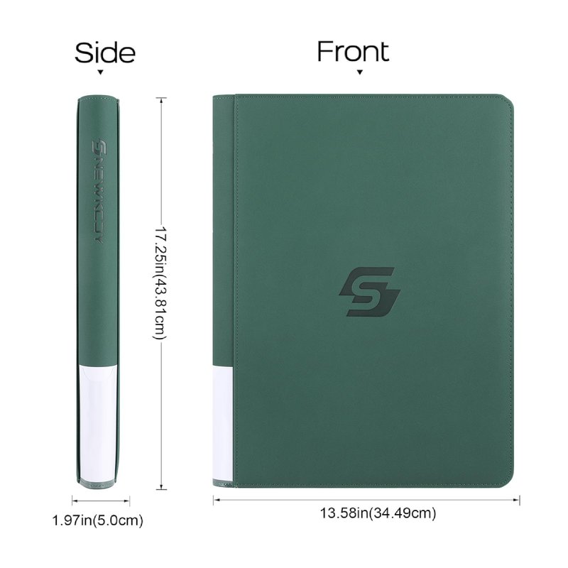 Snekdy premium 1024-pocket trading card binder, 16-pocket cards album, waterproof PU-leather Cover album with side loading, holds gaming, baseball, basketball & sports cards Green