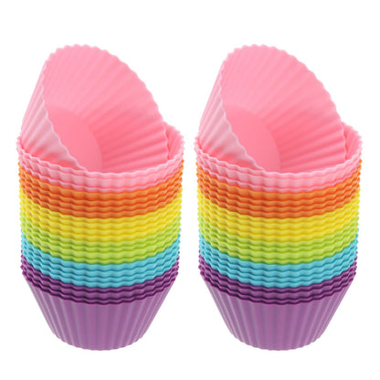 Freshware Cupcake Liners, Pack of 48 Silicone Muffin Cups, Reusable & Non-stick Cupcake Liners for Party Halloween Christmas, Round