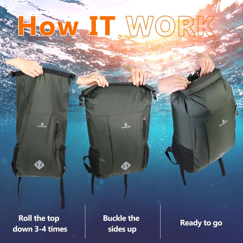 Sunnylon Dry Bag Backpack, 20L Dry Bags Waterproof with Waist Pouch and Phone Case,Roll top Dry bag for kayaking,Marine dry bag for Kayaking,Beach, Rafting, Boating, Hiking, Camping and Fishing