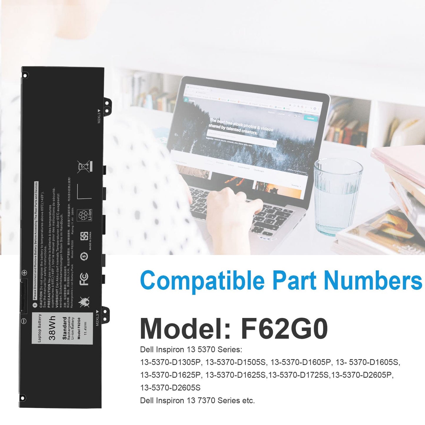 Fancy Buying 39DY5 F62G0 Battery for Dell Inspiron 13 7000 i7373 7373 7386 2-in-1 7370 7380 5370 P83G P87G P91G P83G001 P83G002 P87G001 P91G001 039DY5 39DY5 0F62G0 RPJC3 0RPJC3 F62GO Vostro 13 5370