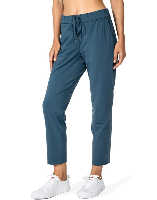 G Gradual Women's Pants with Deep Pockets 7/8 Stretch Sweatpants for Women Athletic, Golf, Lounge, Work (Indigo, Small)
