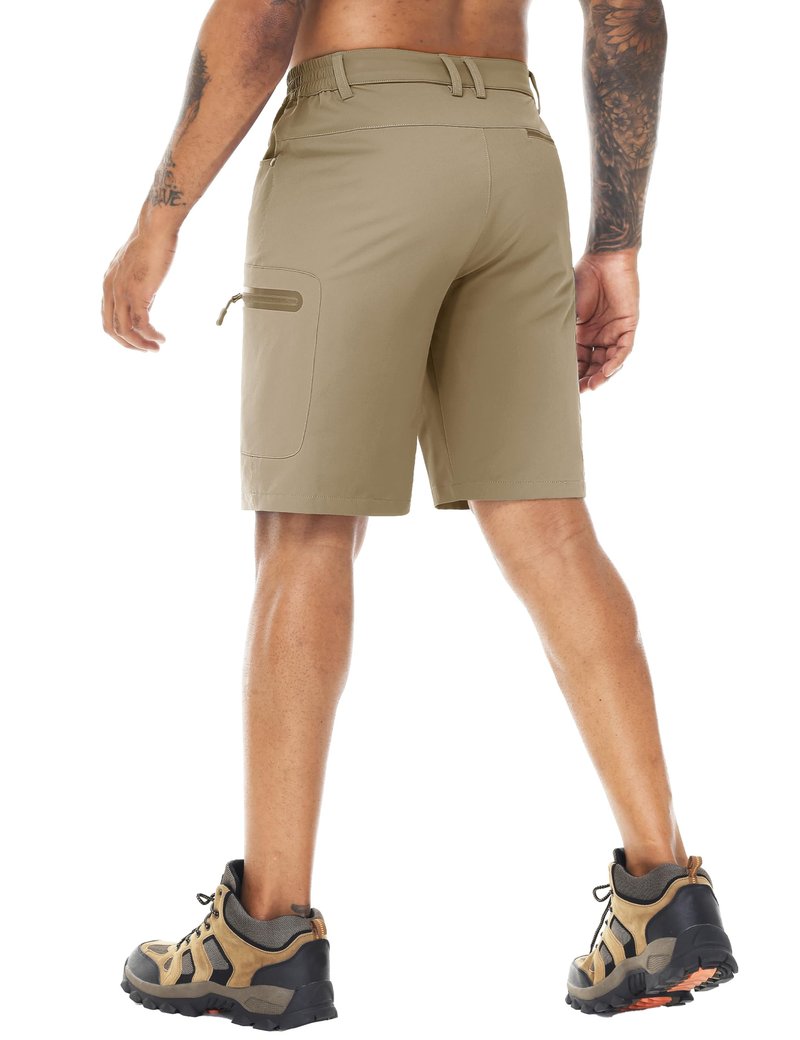 TACVASEN Mens Hiking Cargo Shorts 10 Inch Inseam Dry Fit Water Resistant Casual Summer Khaki Shorts with Zipper Pockets for Outdoor Golf