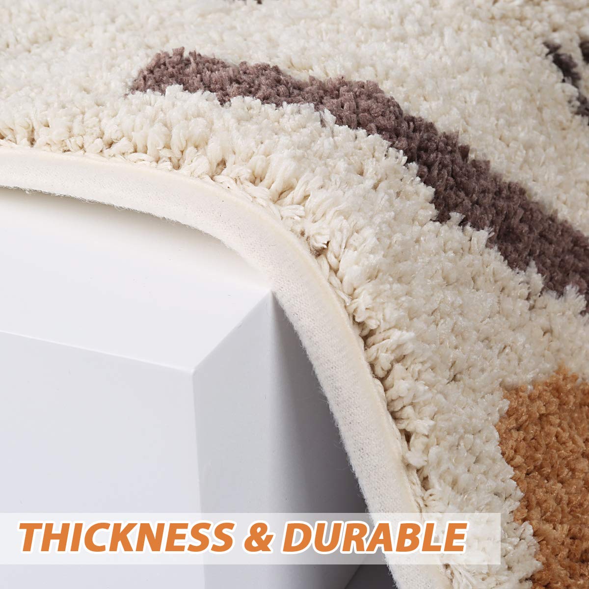 Ankah Shower, Tub, Bath Mat, Bathroom Rug, Non-Slip, Absorbent, Adorable Design Cat-Picture Door Soft Mat Dry Carpet, 18" x 26", Beige