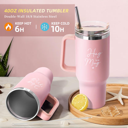 15PCS Birthday Gifts for Women, Relaxing Spa Basket With Luxury Flannel Blanket and 40 oz Tumbler - Care Package for Her, Mom, Wife, Friends - Valentine's, Mother's Day, Christmas