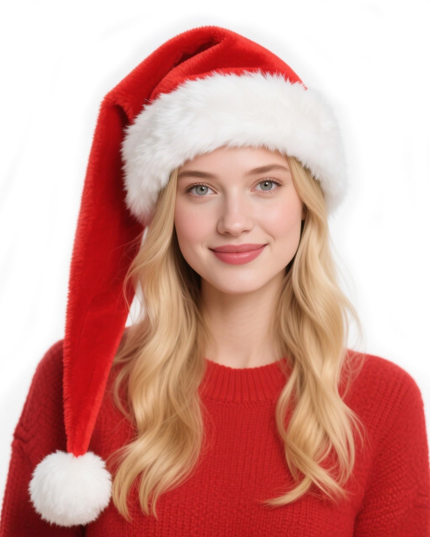 Hikkcos Christmas Long Santa Hat for Adults Xmas Red Santa Hats for Adults Keep Warm Winter New Year Costume