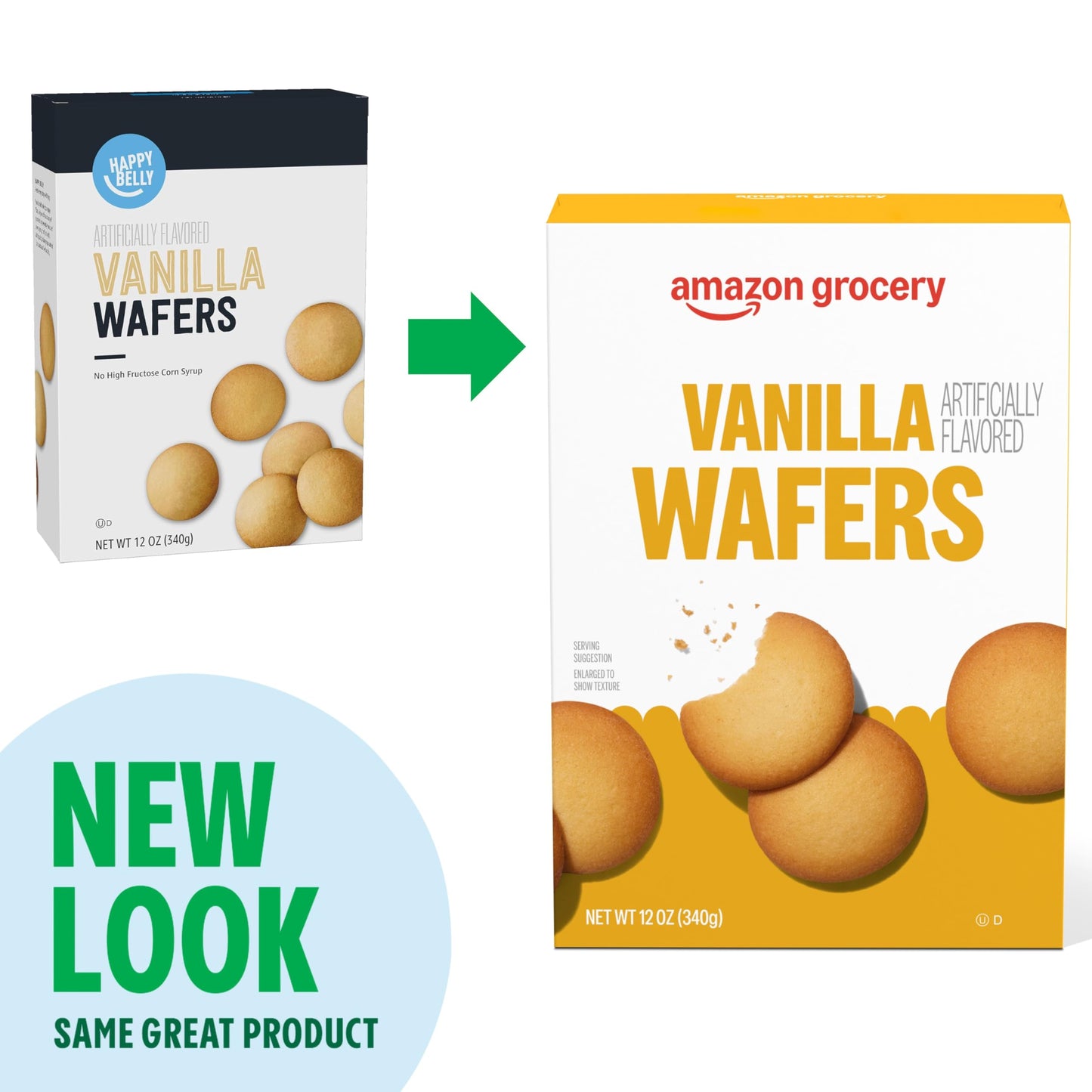 Amazon Grocery, Vanilla Wafers, 12 Oz (Previously Happy Belly, Packaging May Vary)