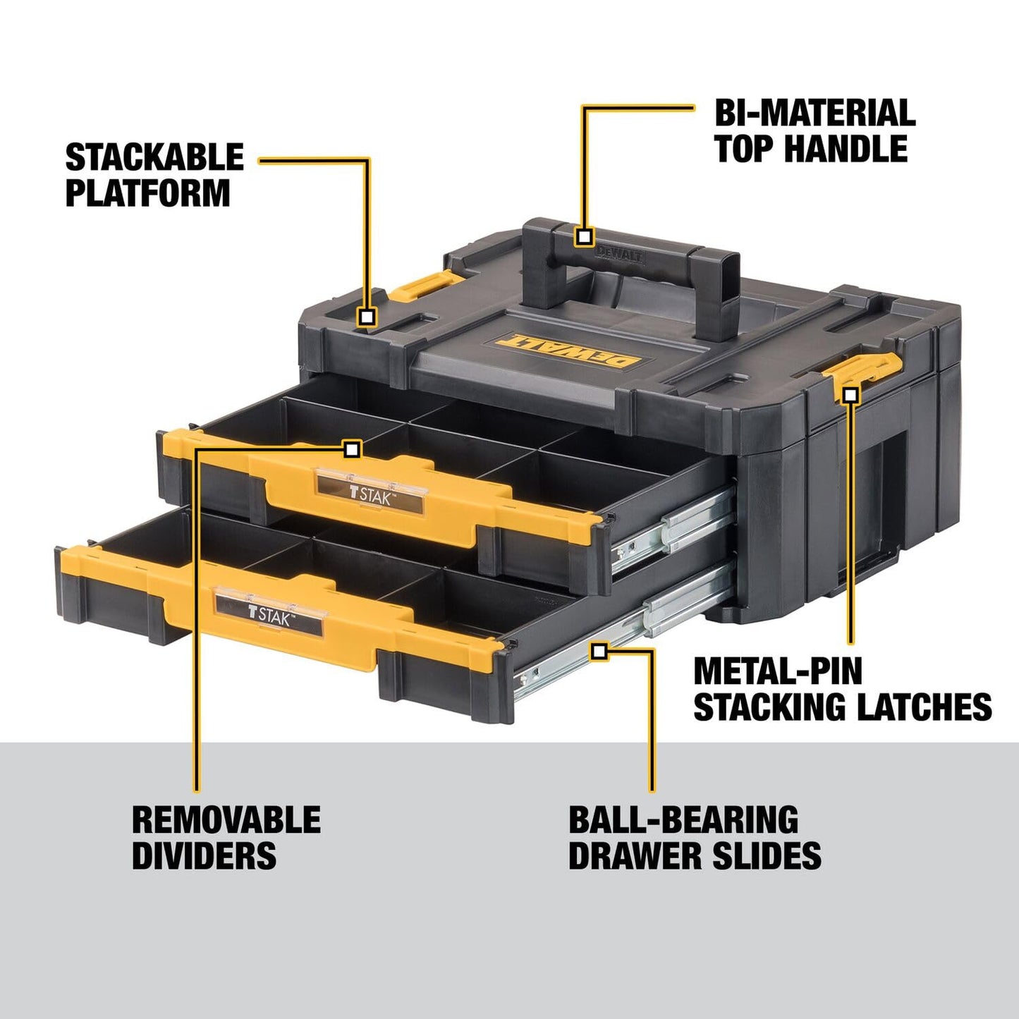 DEWALT TSTAK Tool Storage Organizer with Double Drawers, Holds Up to 16.5 lbs. (DWST17804)