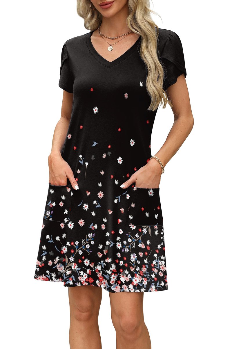 OFEEFAN Womens Summer Fall Dresses 2026 Tshirt Loose Homecoming Sundresses Beach Vacation Clothes Boho Outfits Print 07 XL