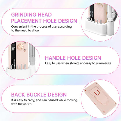 Electric Nail Drill - 45000RPM Portable Nail Drill丨Rechargeable Nail E-File Kit with 11 Bits & Base丨LED Screen丨Ultra-Silent, Rechargeable Nail Drills Machine for Acrylic Nails Gel Polishing(Pink)