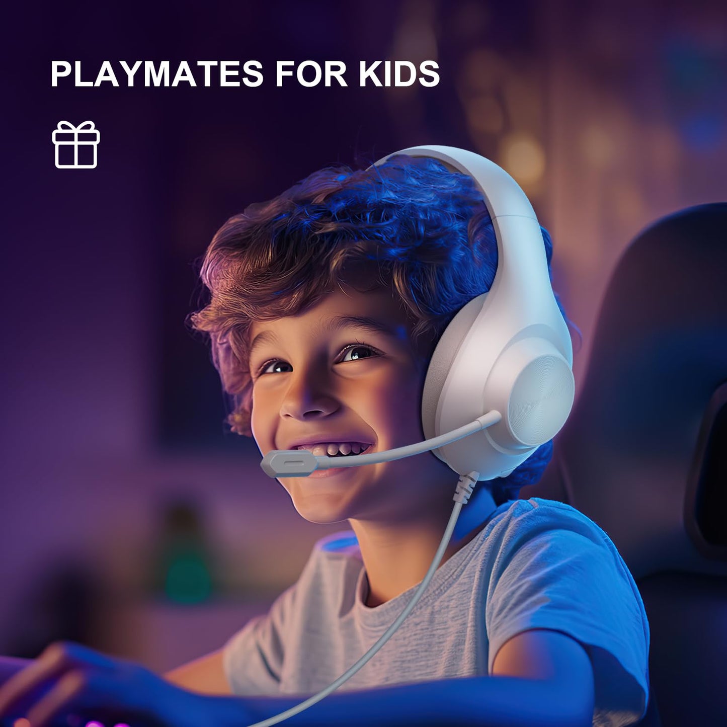 Gaming Headset for PS5 PS4 PC, Wired Headsets with 7.1 Surround Sound, H-7 Gaming Over Ear Headphones with Noise Cancelling Flexible Mic Memory Earmuffs, for PC/PS5/PS4/XboxSeries X/S/Switch (White)