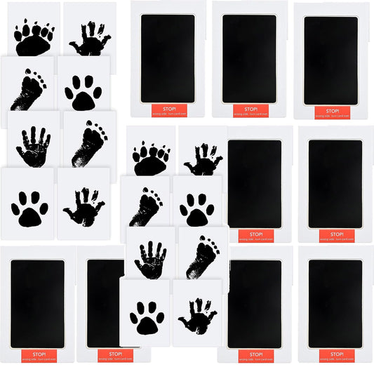 8 Pads and 16 Impression Cards, Inkless Baby Hand and Footprint Kit - Mess Free Ink Pad for Newborn Keepsake, Dog Nose & Paw Print Kit, Clean Touch Ink Pad for Baby Hand & Footprints, Ideal Shower Gifts