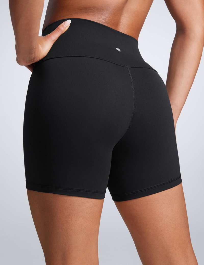 CRZ YOGA Butterbreeze Athletic Biker Shorts 4'' - High Waisted Workout Gym Volleyball Running Yoga Tummy Control Womens Black Medium