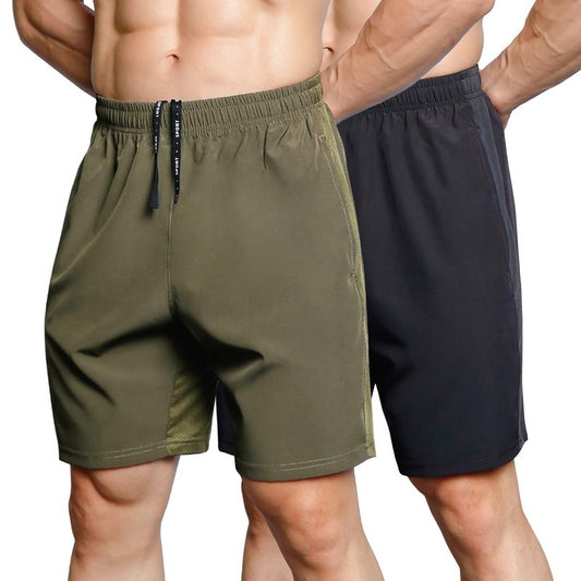 Gaglg Men's 7" Athletic Shorts 2 Pack Quick Dry Workout Running Shorts with Zipper Pockets Black/Green,Large