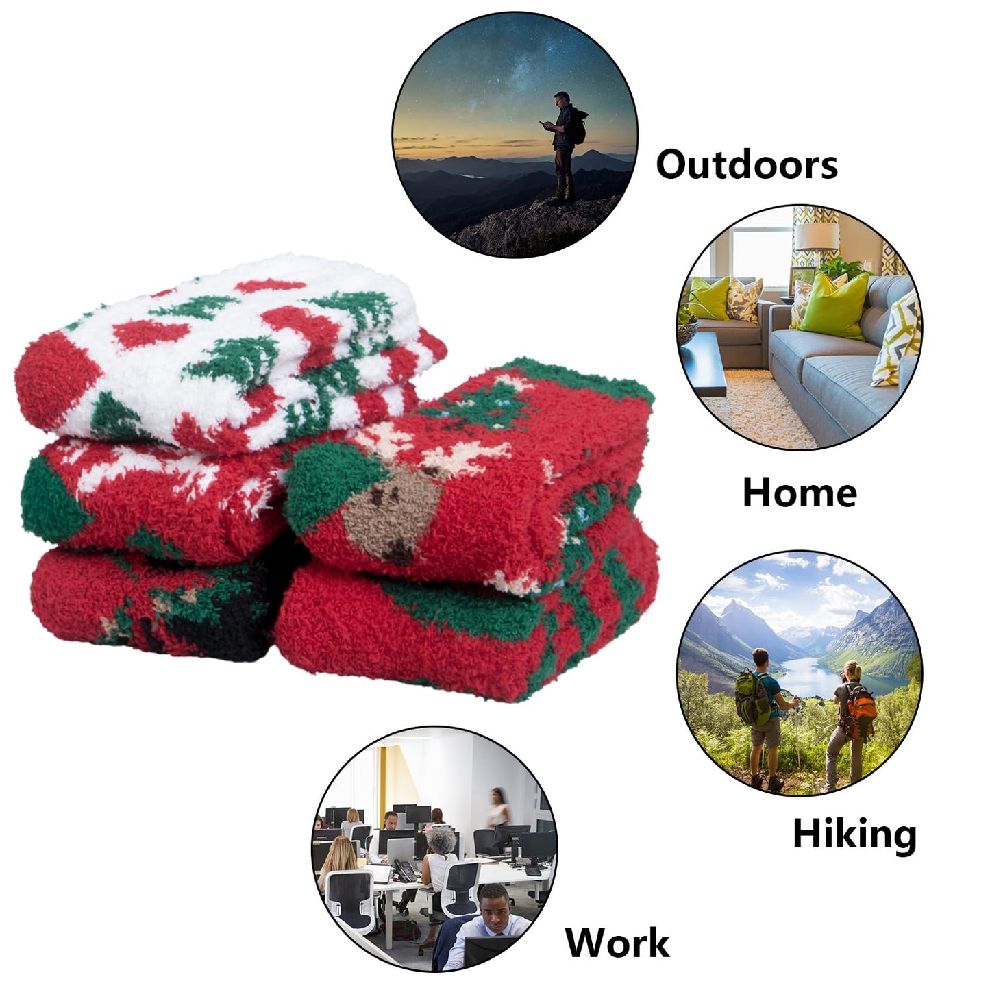 iCamter 5 Pairs Womens Fluffy Fuzzy Socks Cute Warm Winter Slipper Cozy Socks for Women