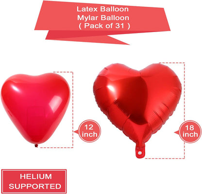 Golray 40 Pack I Love You Balloons and Heart Balloons Kit with 1000 Pcs Dark-Red Silk Rose Petals Wedding Flower Decoration Love-Bear Red Heart Balloons for Valentine Day Party Decorations