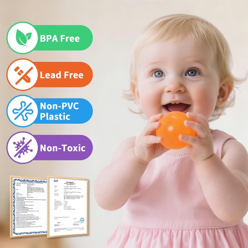 Suncuber Ball Pit Balls for Toddlers: 50 Colorful Non-Toxic Balls – BPA-Free, Phthalate-Free, Crush-Resistant Plastic, 2.2 Inches, Perfect Toy for Boys and Girls, Ideal for Ball Pit Play